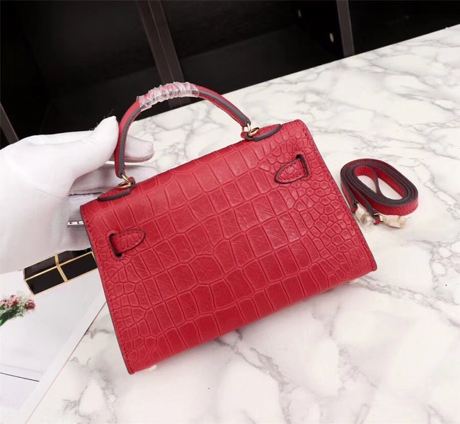 Hermes Kelly 19cm Tote Bag crocodile Leather KL19 red