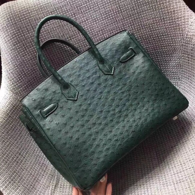 Hermes Real ostrich leather birkin bag BK35 green