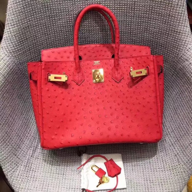 Hermes Real ostrich leather birkin bag BK35 red