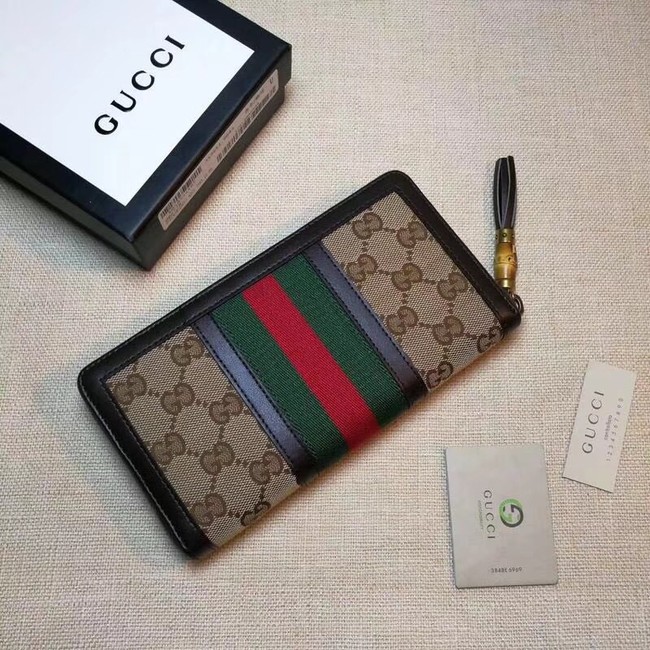 Gucci GG canvas zipper wallet 353651 brown