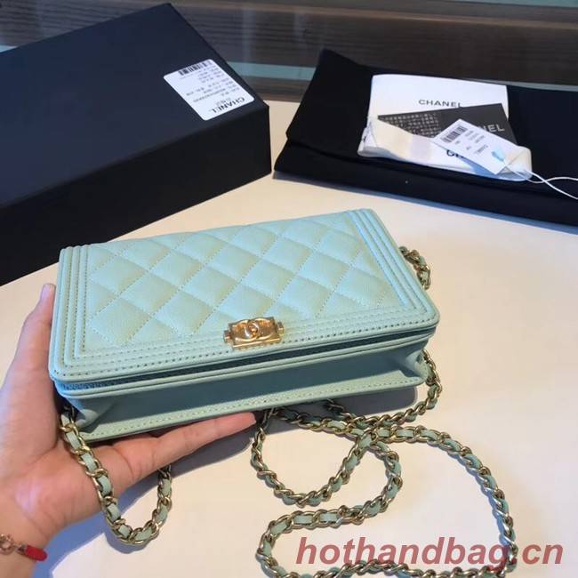 BOY CHANEL Original Wallet on Chain A80287 Light green