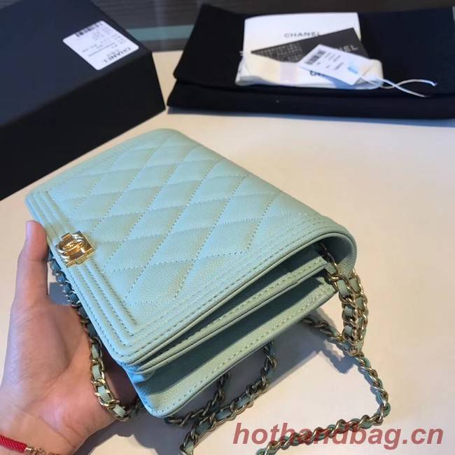 BOY CHANEL Original Wallet on Chain A80287 Light green