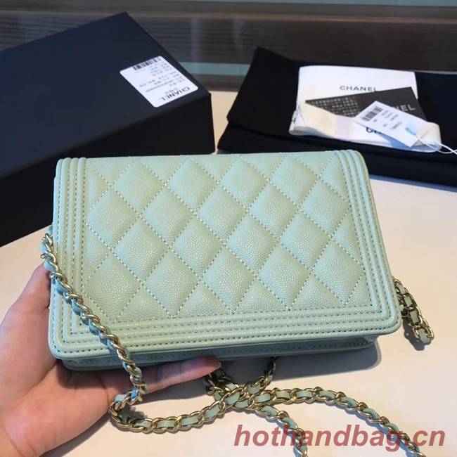 BOY CHANEL Original Wallet on Chain A80287 Light green