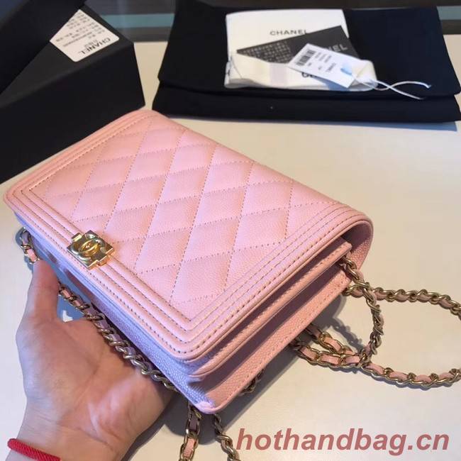 BOY CHANEL Original Wallet on Chain A80287 Pink