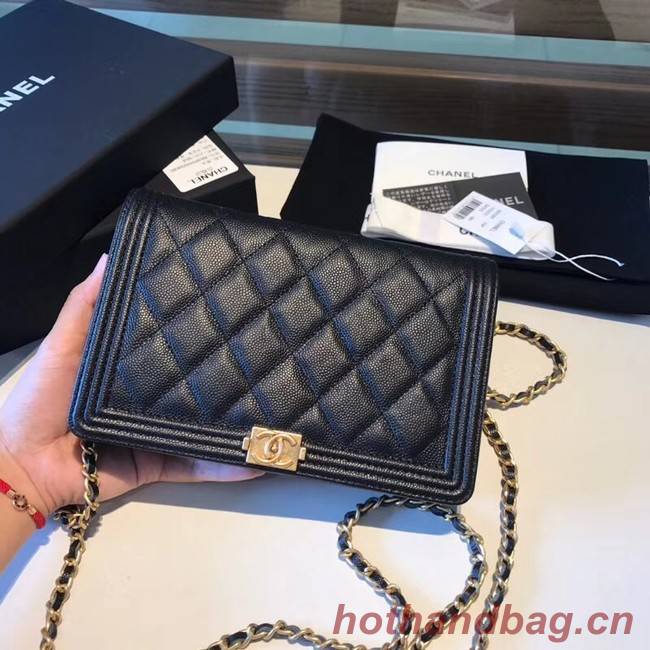 BOY CHANEL Original Wallet on Chain A80287 black