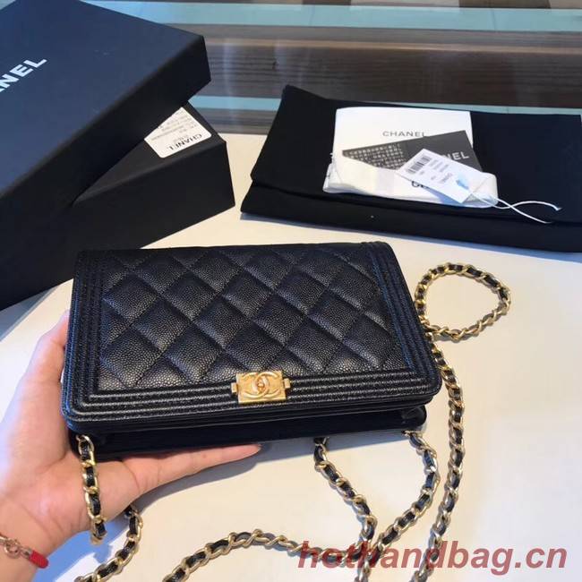 BOY CHANEL Original Wallet on Chain A80287 black