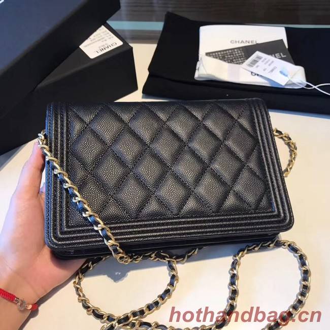 BOY CHANEL Original Wallet on Chain A80287 black