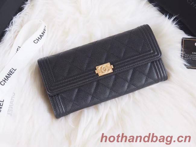 BOY CHANEL Flap Wallet A80286 black gold-Tone Metal