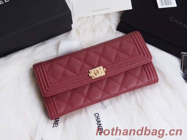 BOY CHANEL Flap Wallet A80286 red gold-Tone Metal