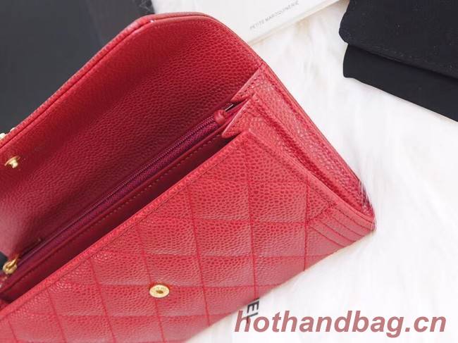 BOY CHANEL Flap Wallet A80286 red gold-Tone Metal