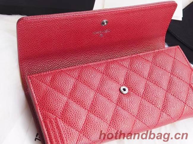 BOY CHANEL Flap Wallet A80286 red silver-Tone Metal