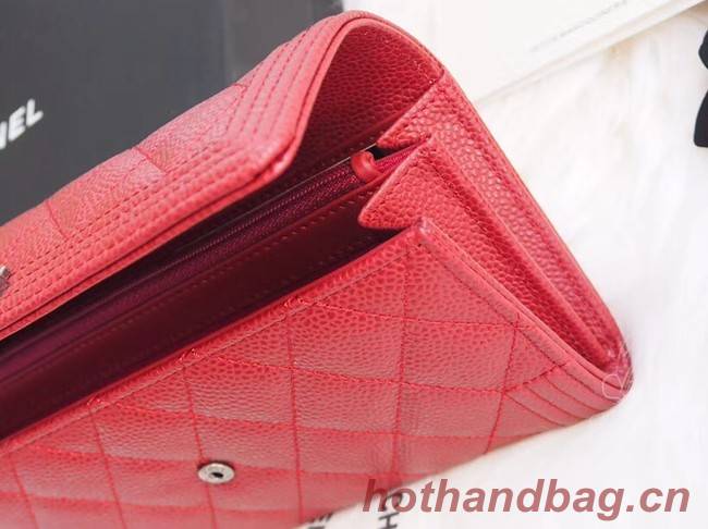 BOY CHANEL Flap Wallet A80286 red silver-Tone Metal