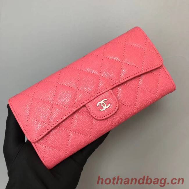 Chanel Classic Flap Wallet A31506 rose silver-Tone Metal