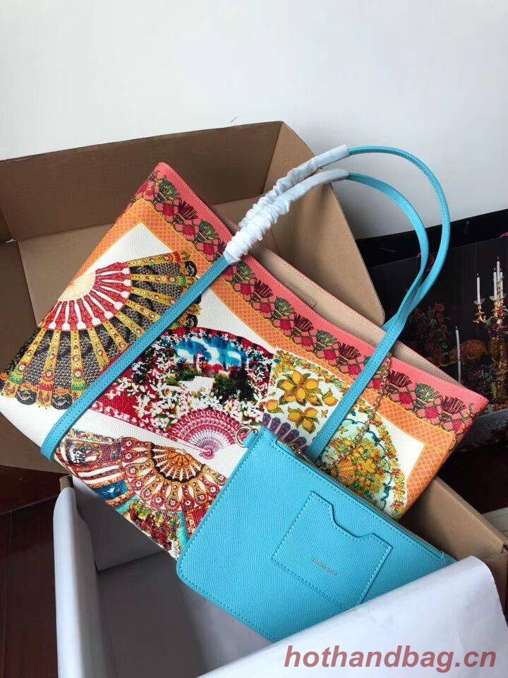 Dolce & Gabbana Medium Chrysanthemum Leather Bag 4141 blue
