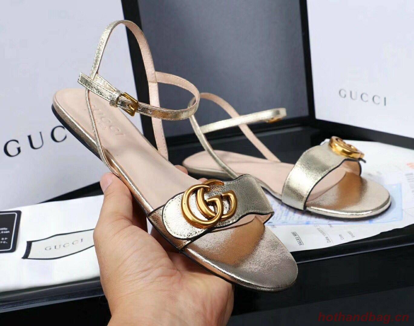 Gucci Leather Double G sandal 524631 gold