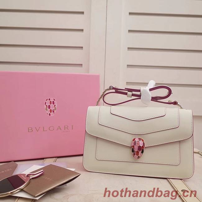 BVLGARI Serpenti Forever metallic-leather shoulder bag 39174 white