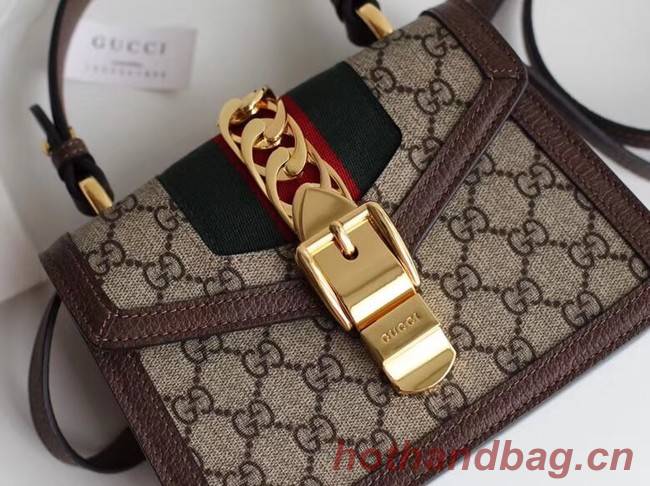 Gucci Sylvie GG Supreme canvas mini bag 470270 brown