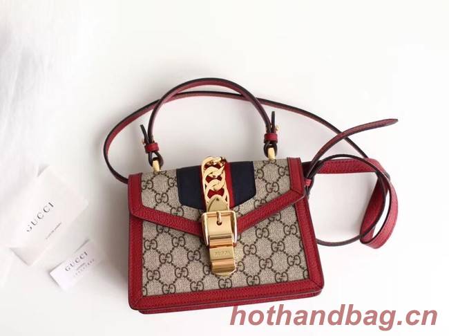 Gucci Sylvie GG Supreme canvas mini bag 470270 red