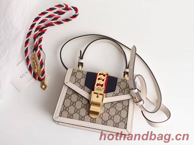 Gucci Sylvie GG Supreme canvas mini bag 470270 white