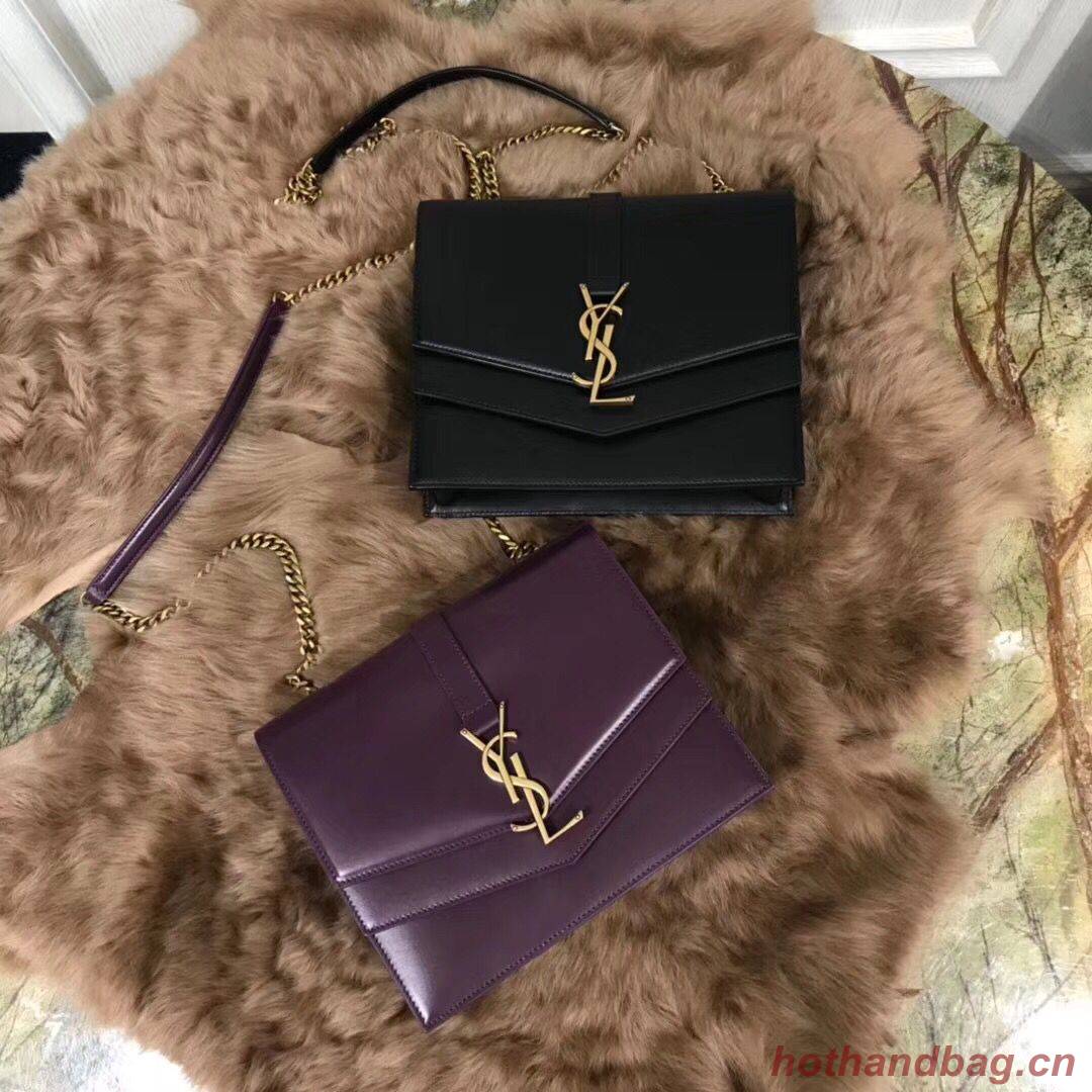 YSL Medium Sulpice Chain Bag In Burgundy Leather Y6253