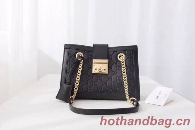 Gucci original leather Padlock shoulder bag 498156 black