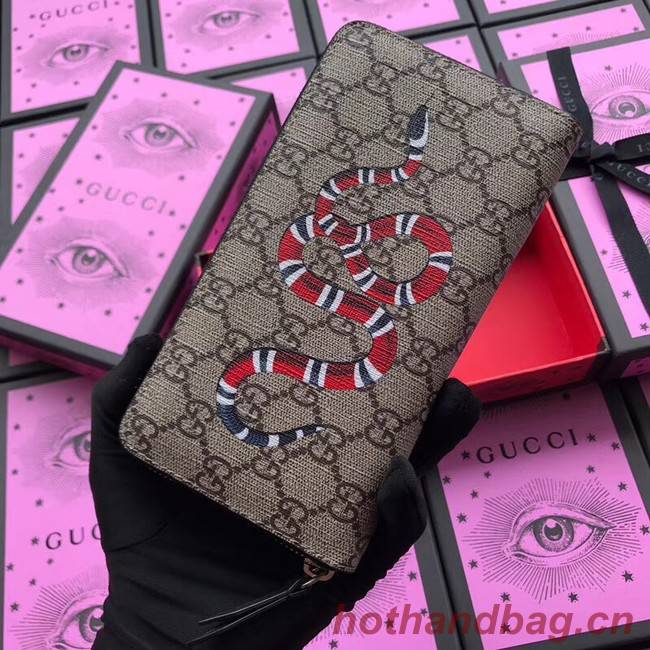 Gucci Kingsnake print GG Supreme zip around wallet 451273