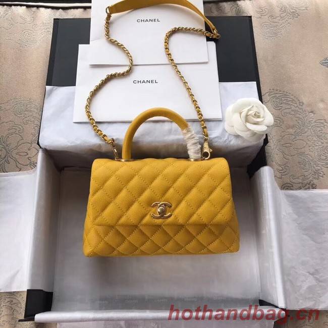 Chanel Small Flap Bag with Top Handle A92990 yellow