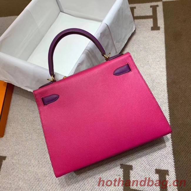 Hermes Kelly 28cm Shoulder Bags Epsom Leather KL28 Plum red&purple