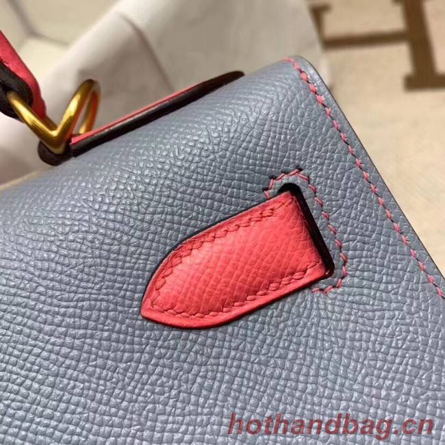 Hermes Kelly 28cm Shoulder Bags Epsom Leather KL28 blue&Pink