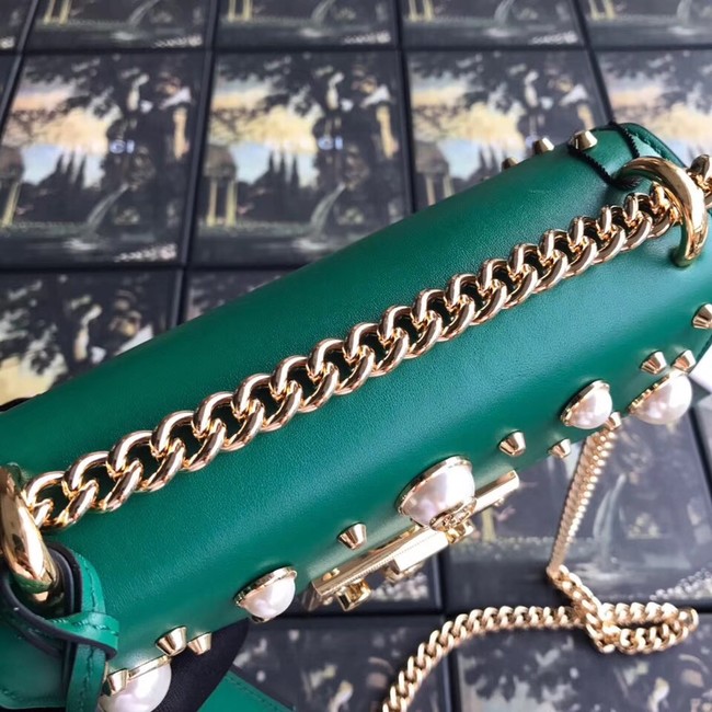 Gucci Padlock small GG Pearl shoulder bag 409487 green