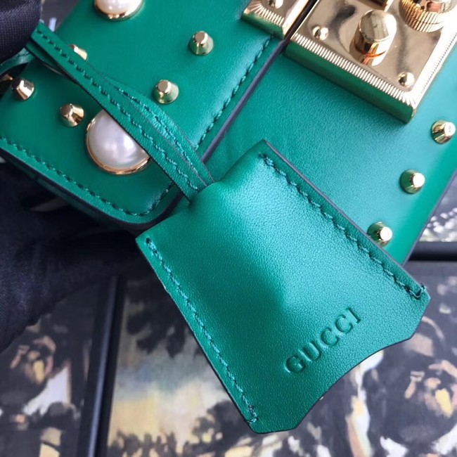 Gucci Padlock small GG Pearl shoulder bag 409487 green