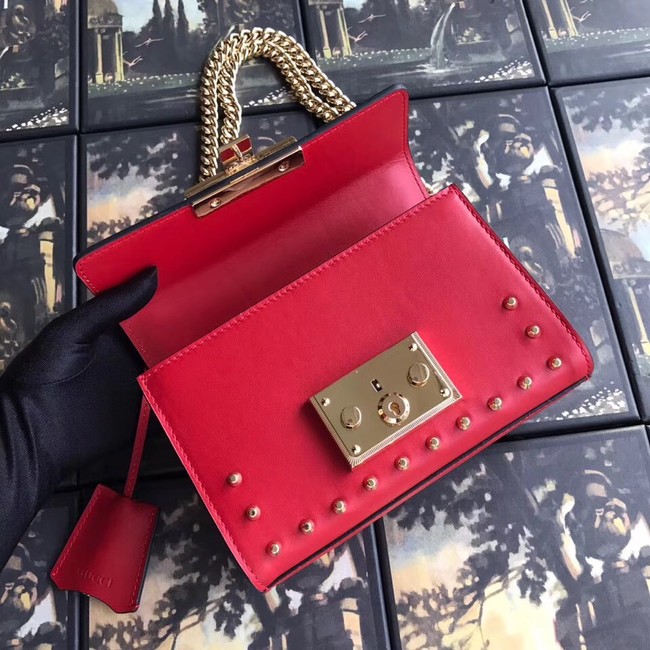 Gucci Padlock small GG Pearl shoulder bag 409487 red