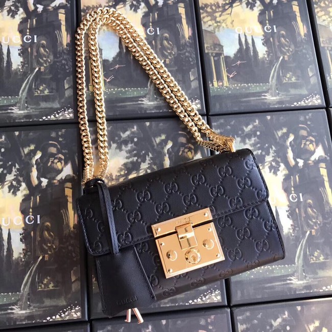 Gucci Padlock small GG shoulder bag 409487 black