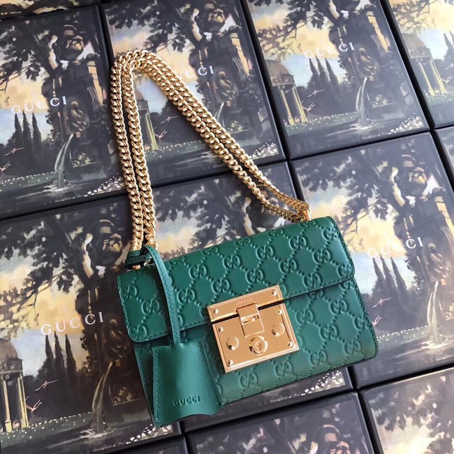 Gucci Padlock small GG shoulder bag 409487 green