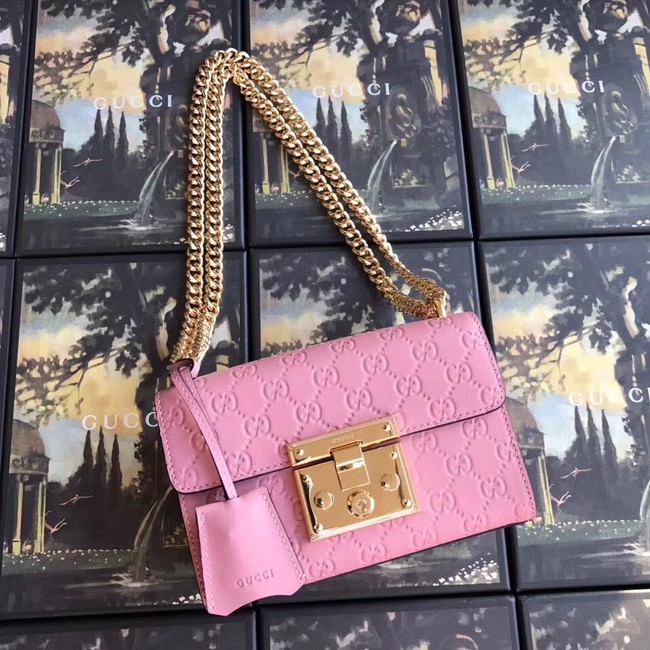 Gucci Padlock small GG shoulder bag 409487 pink