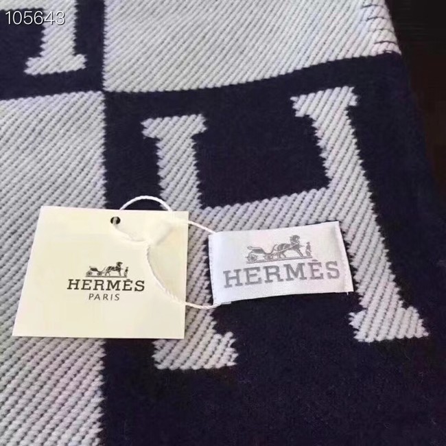 Hermes lambswool & cashmere & Blanket Shawl 71152 black