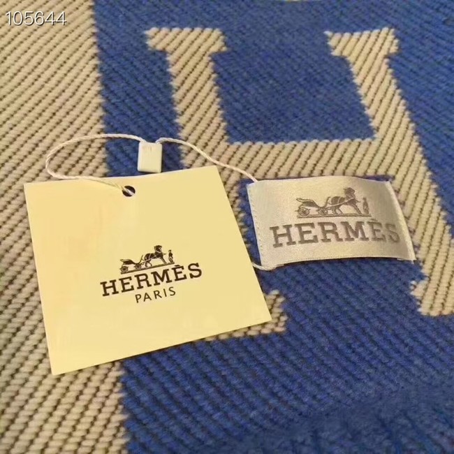 Hermes lambswool & cashmere & Blanket Shawl 71152 blue