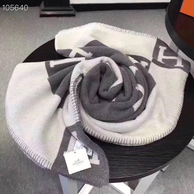 Hermes lambswool & cashmere & Blanket Shawl 71152 grey