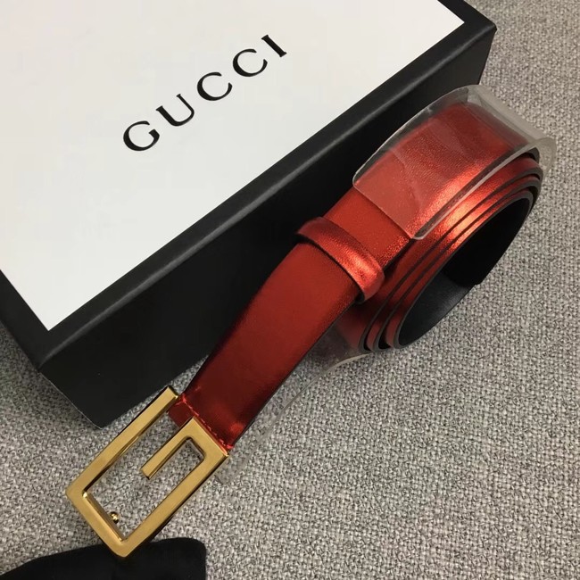 Gucci Leather belt with G buckle 523305 red