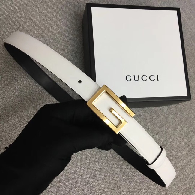 Gucci Leather belt with G buckle 523305 white