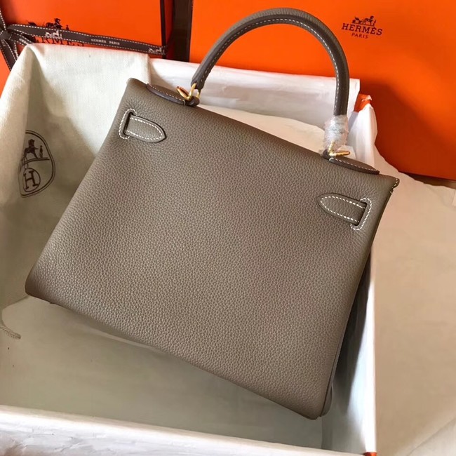 Hermes original Togo leather kelly bag KL320 dark grey