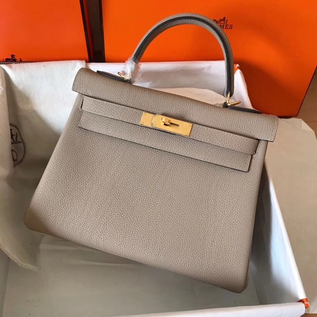 Hermes original Togo leather kelly bag KL320 grey