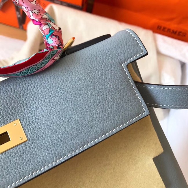 Hermes original Togo leather kelly bag KL320 light blue