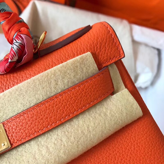 Hermes original Togo leather kelly bag KL320 orange