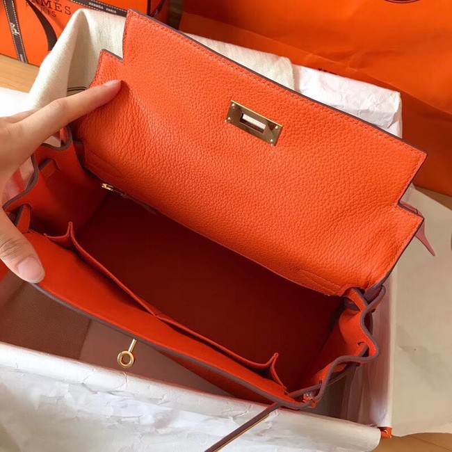 Hermes original Togo leather kelly bag KL320 orange