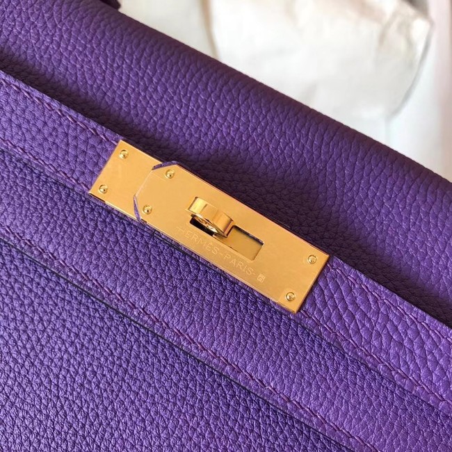 Hermes original Togo leather kelly bag KL320 purple