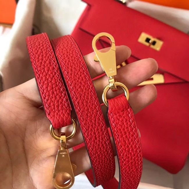 Hermes original Togo leather kelly bag KL320 red