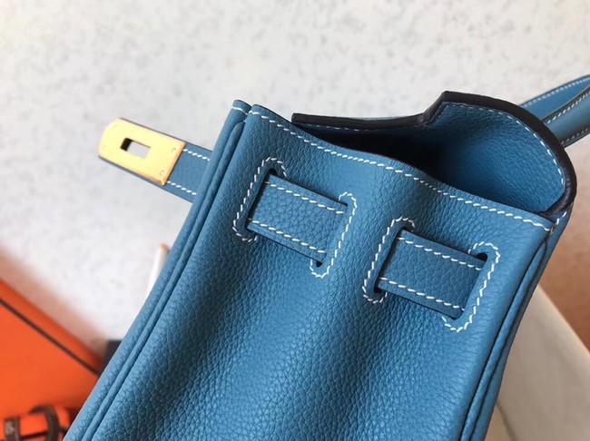 Hermes original Togo leather kelly bag KL320 sky blue