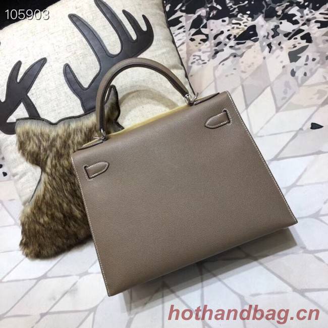 Hermes original Kelly Epsom Leather KL32 dark grey