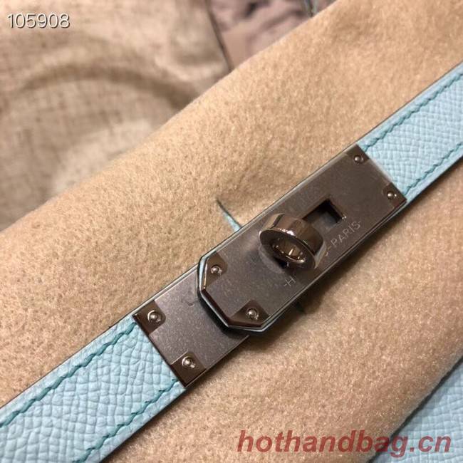 Hermes original Kelly Epsom Leather KL32 light blue Silver hardware